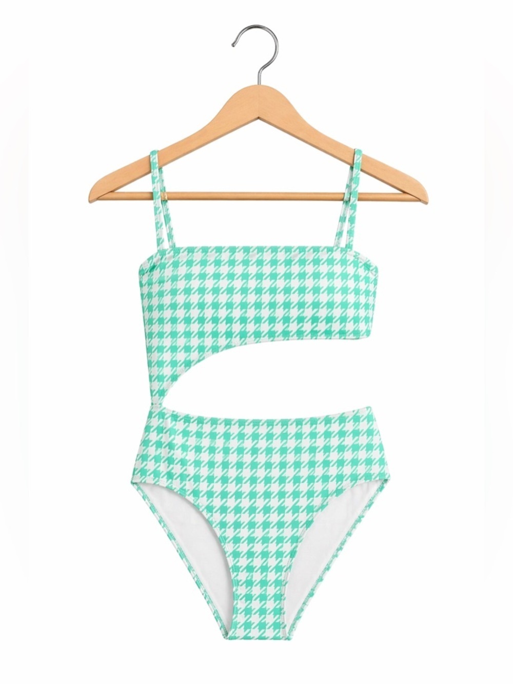 Ninety-Nine° Bandeau Cutout Swimsuit Juniors XL Houndstooth NWT